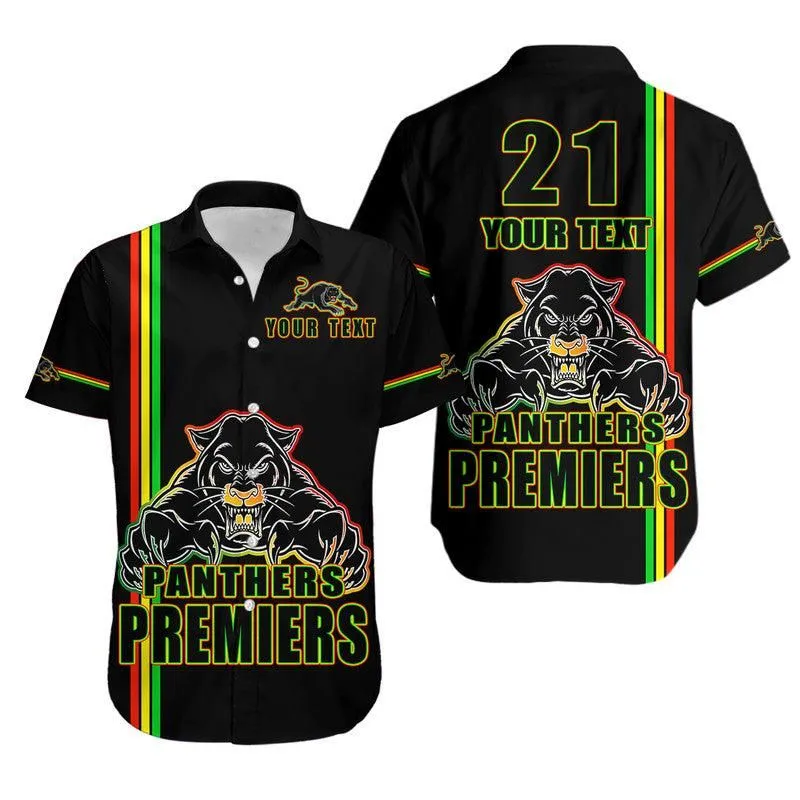 (Custom Personalised) Penrith Panthers Premiers Hawaiian Shirt Angry Panther Simple Style Lt9_0