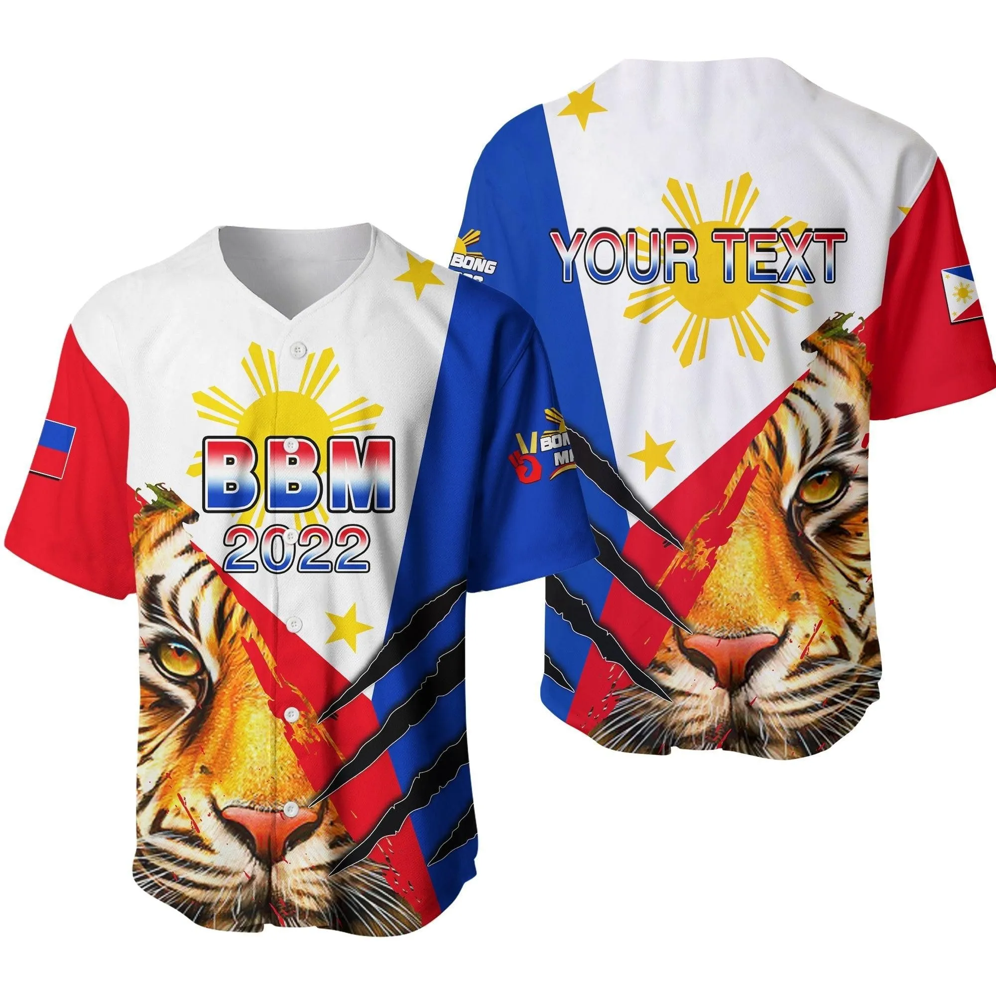 (Custom Personalised) Philippines Baseball Shirt Bbm 2022 Tiger Of The North Lt6_2