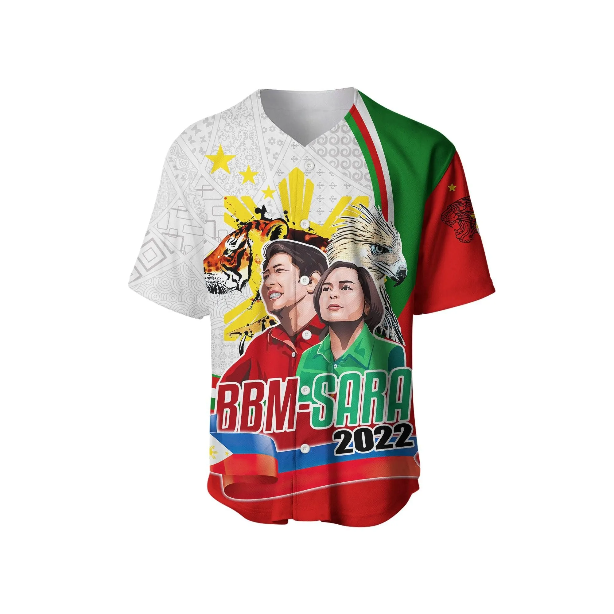 (Custom Personalised) Philippines Baseball Shirt Bbm And Sara Art Style Lt6_0