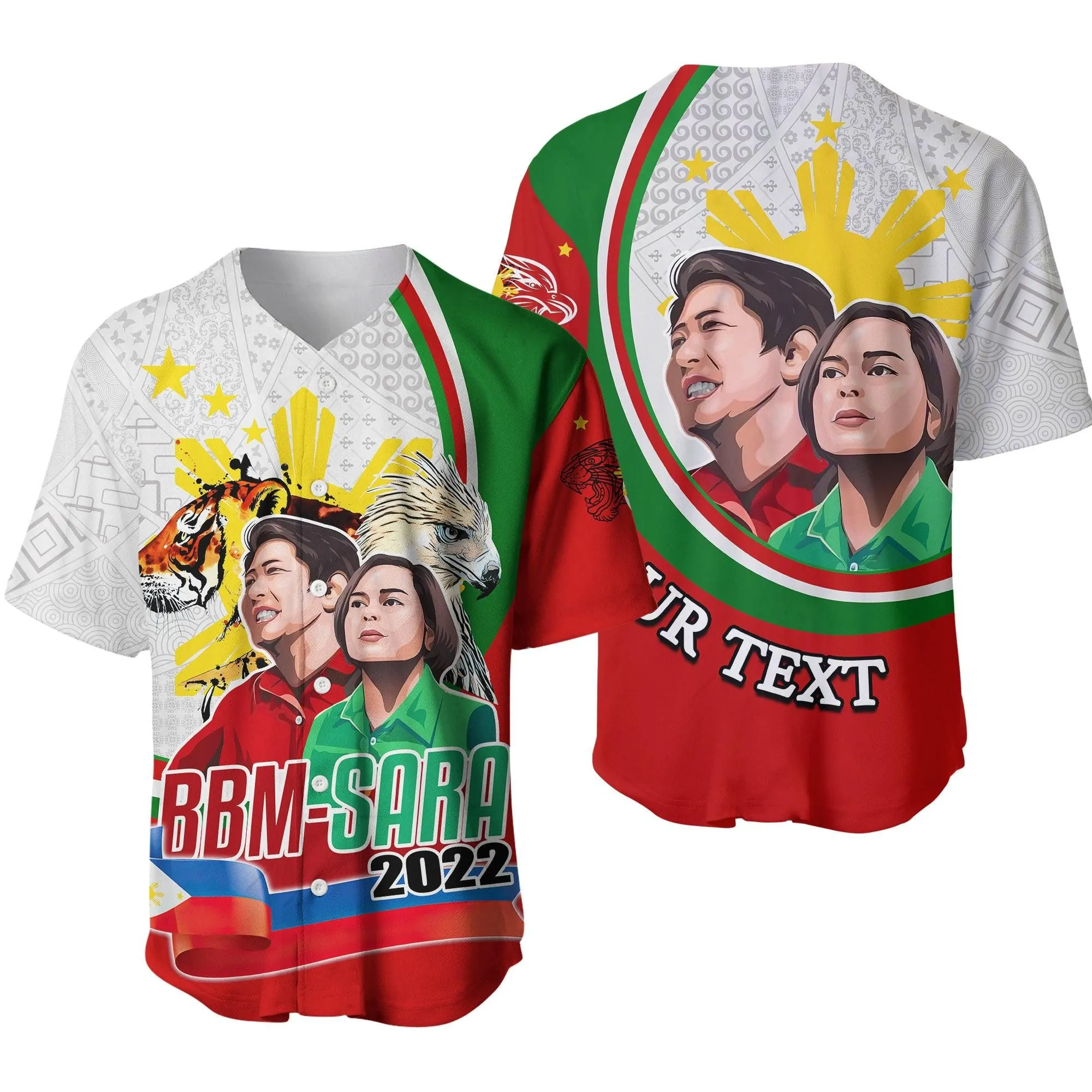 (Custom Personalised) Philippines Baseball Shirt Bbm And Sara Art Style Lt6_2