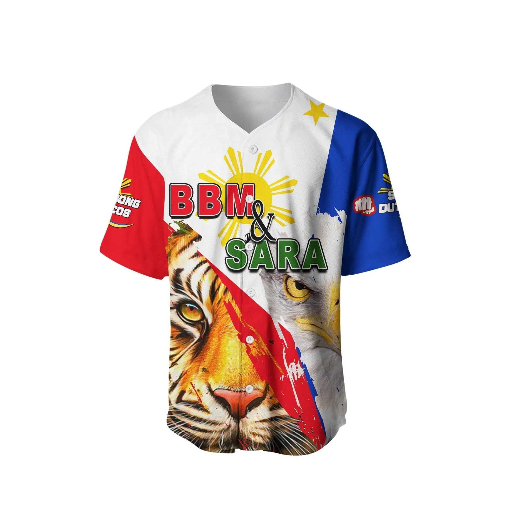 (Custom Personalised) Philippines Baseball Shirt Bbm And Sara Tiger Eagles Lt6_0