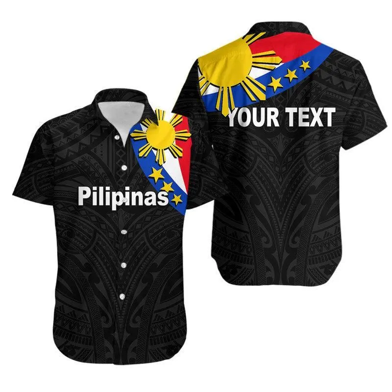 Custom Personalised Pilipinas Hawaiian Shirt Simple Style  Black Lt6_0