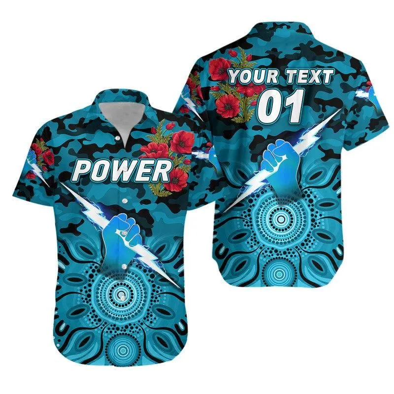 (Custom Personalised) Port Adelaide Power Anzac Hawaiian Shirt Indigenous Vibes Lt8_1
