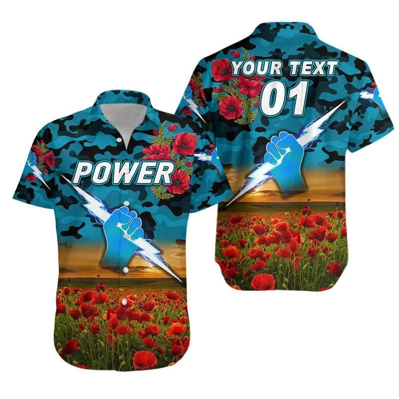 (Custom Personalised) Port Adelaide Power Anzac Hawaiian Shirt Poppy Vibes Lt8_1