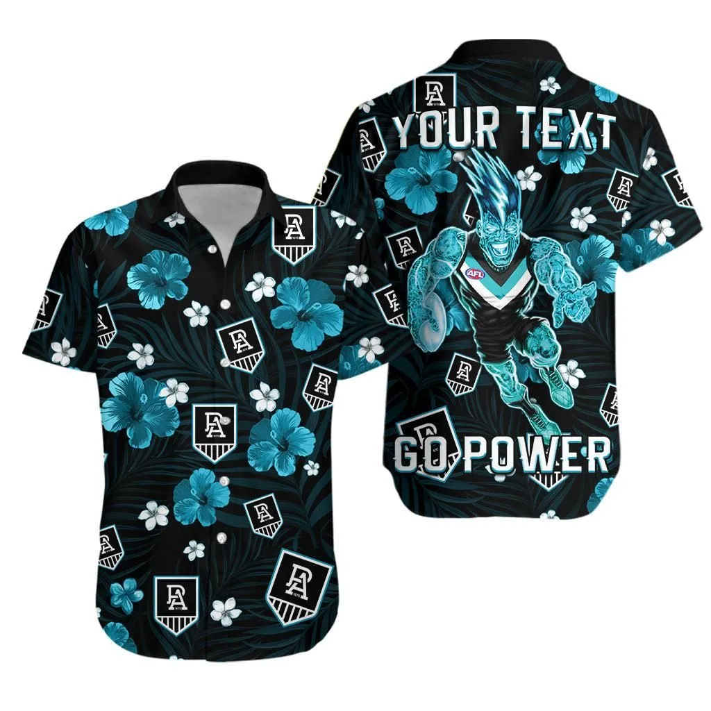 (Custom Personalised) Power Football Hawaiian Shirt Port Adelaide Premiers Tropical Flowers Impressive Lt13_0