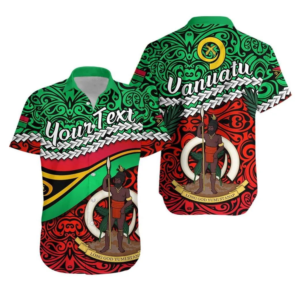 (Custom Personalised) Proud Vanuatu Hawaiian Shirt Pattern Mix Flag Lt13_1