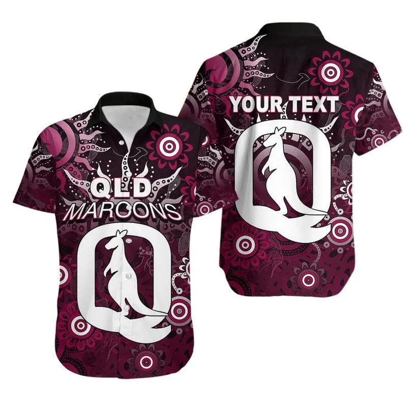 (Custom Personalised) Qld Maroons Hawaiian Shirt Aboriginal  Lt6_0