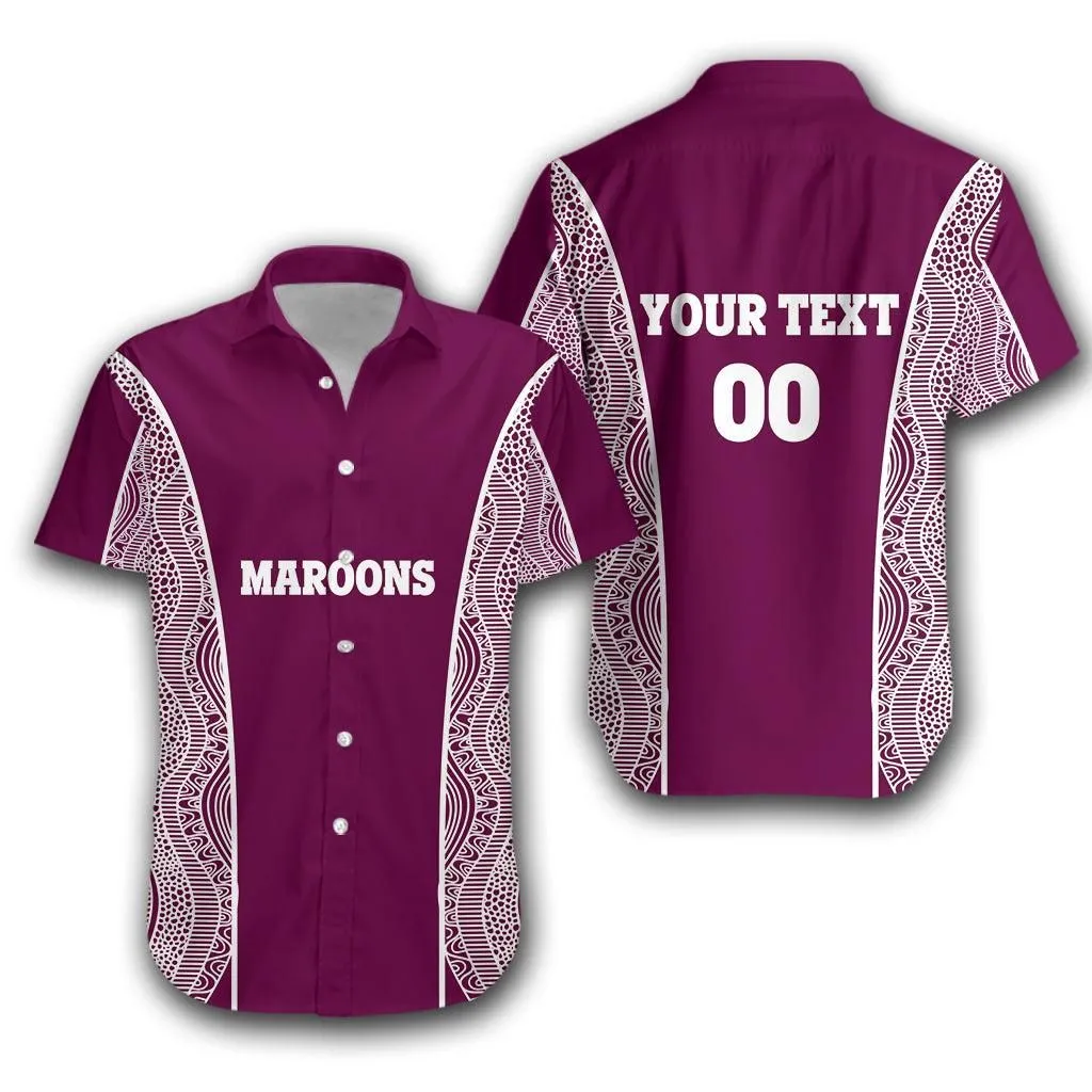 (Custom Personalised) Queensland Hawaiian Shirt Maroons Simple Aboriginal Lt16_1