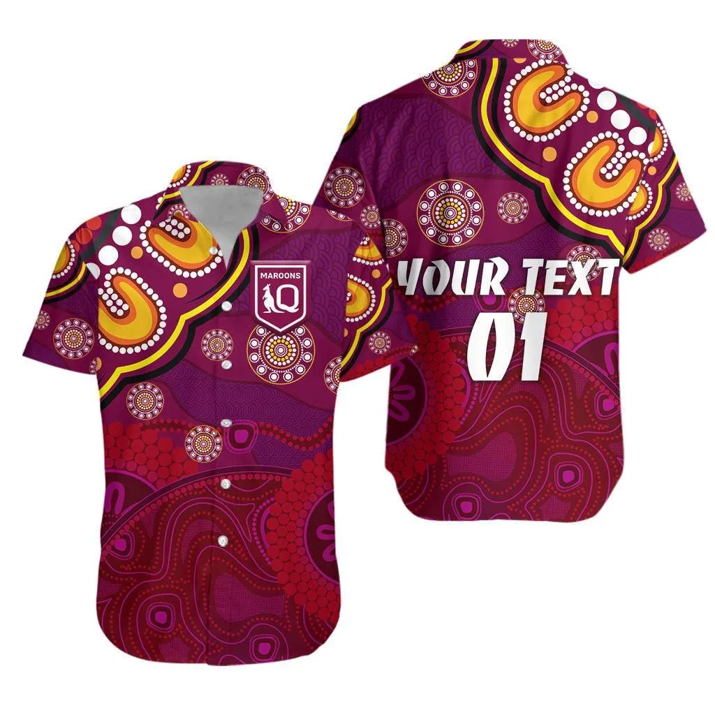 (Custom Personalised) Queensland Maroons Aboriginal Hawaiian Shirt Indigenous Vibes Lt8_1