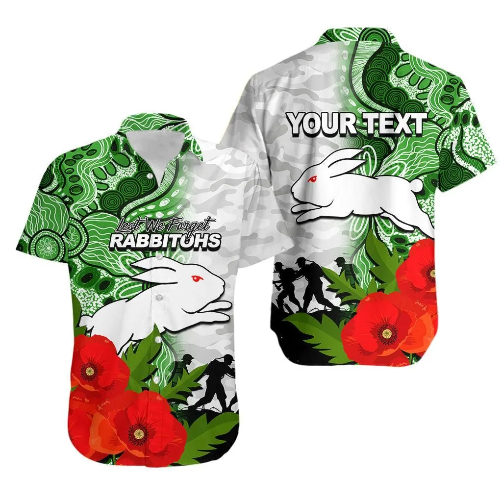 (Custom Personalised) Rabbitohs Anzac Day Aboriginal Mix Army Patterns Hawaiian Shirt Lt6_1