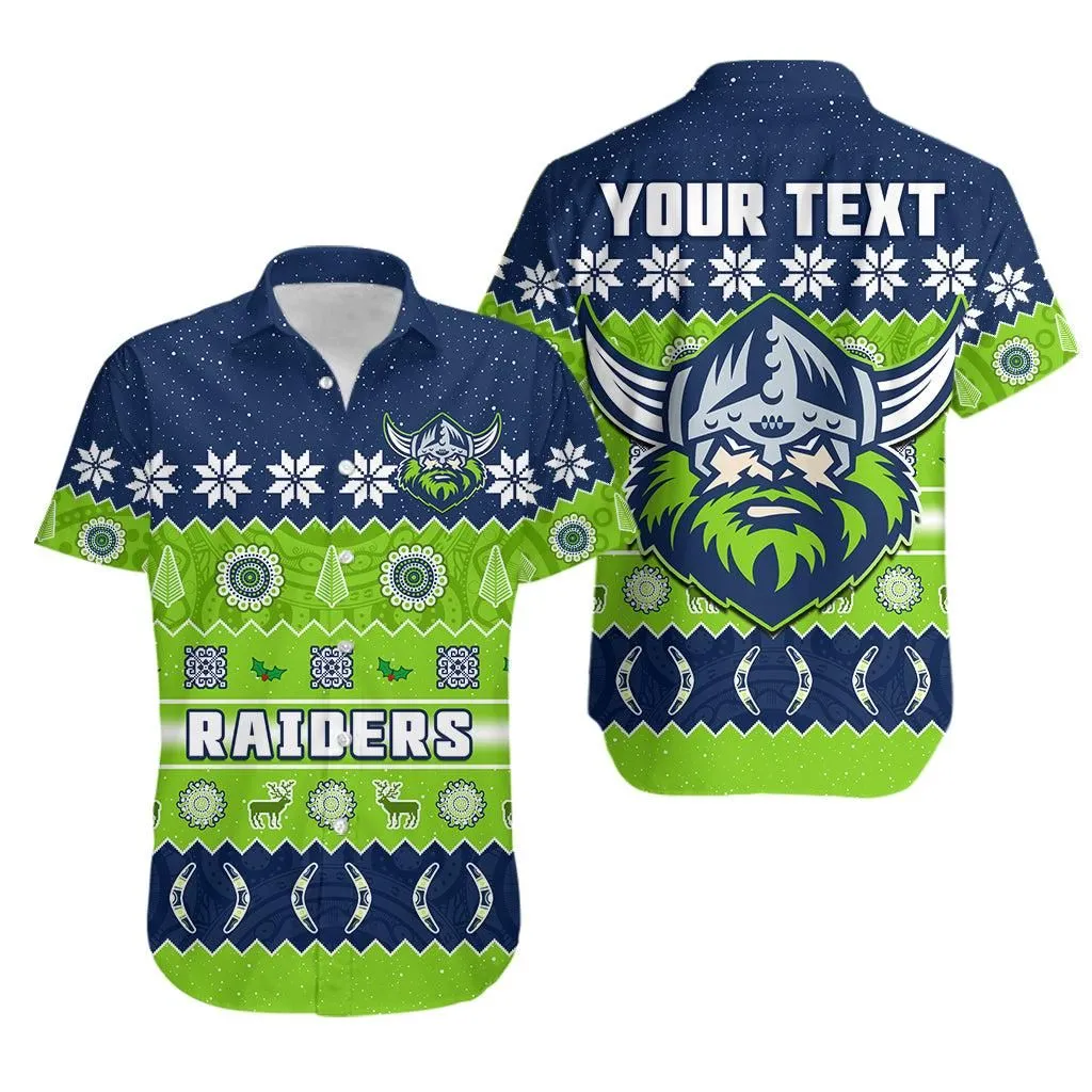 (Custom Personalised) Raiders Christmas Hawaiian Shirt The Green Machine Aboriginal Art Merry Xmas Lt14_0