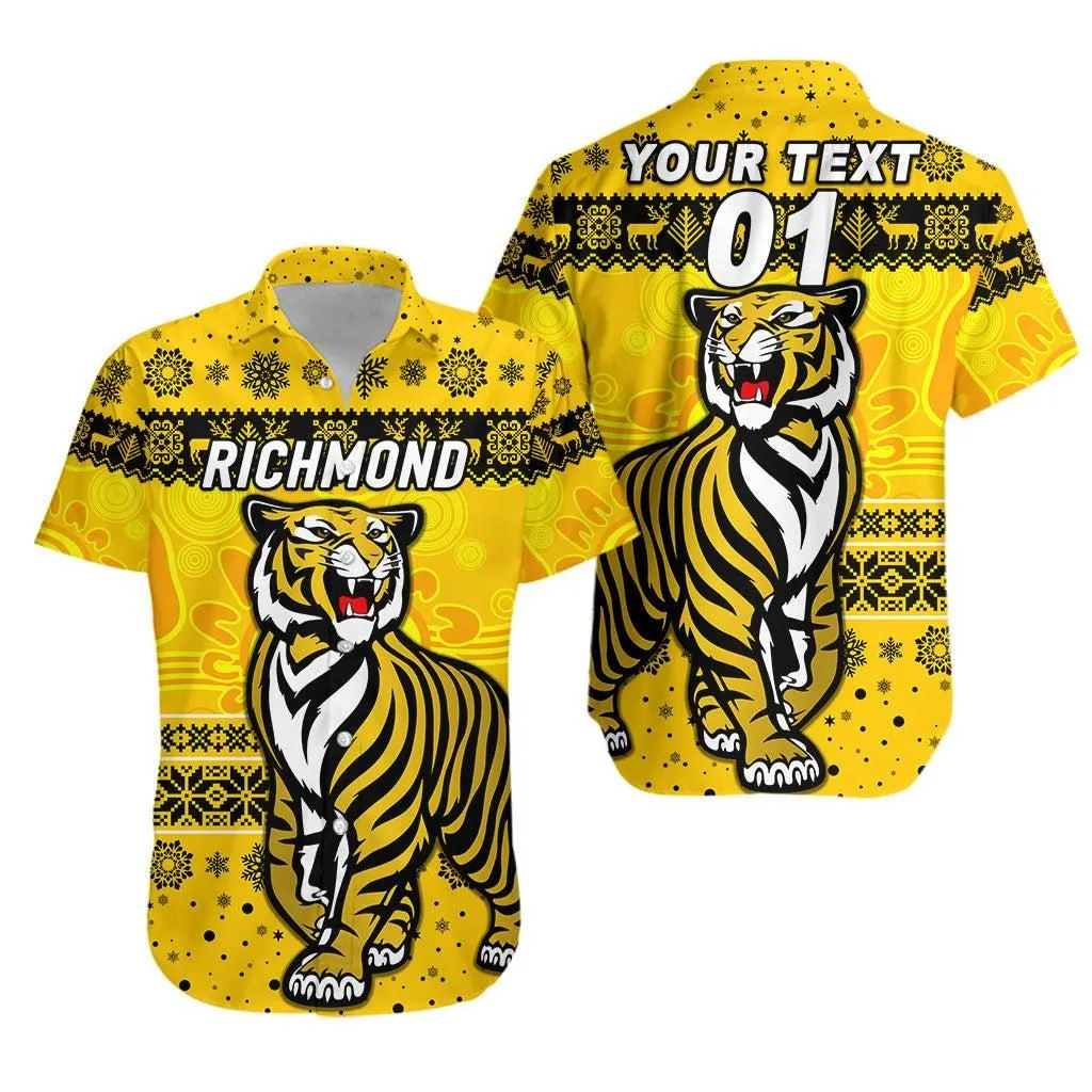 (Custom Personalised) Richmond Tigers Hawaiian Shirt Christmas Simple Style   Yellow Lt8_1