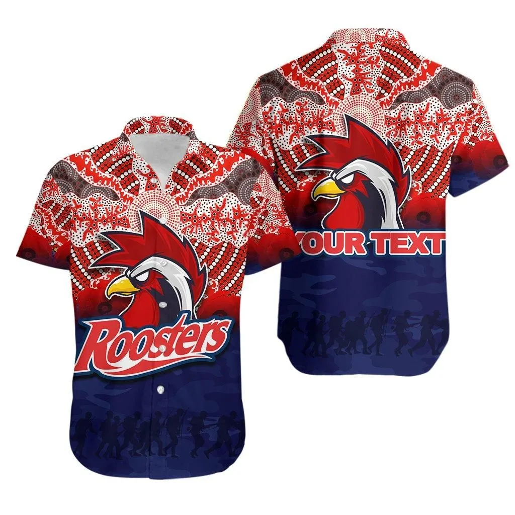 (Custom Personalised) Roosters Hawaiian Shirt Anzac Day Aboriginal_1
