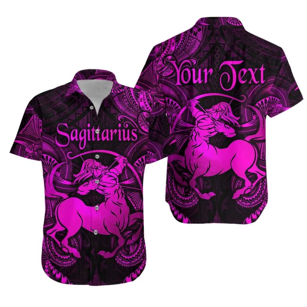 (Custom Personalised) Sagittarius Zodiac Polynesian Hawaiian Shirt Unique Style   Pink Lt8_1