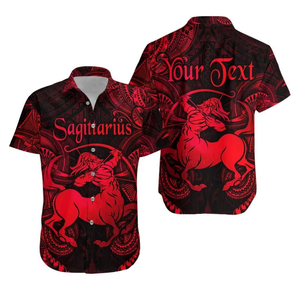 (Custom Personalised) Sagittarius Zodiac Polynesian Hawaiian Shirt Unique Style   Red Lt8_1