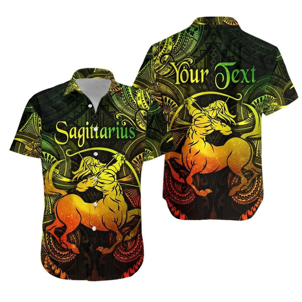 (Custom Personalised) Sagittarius Zodiac Polynesian Hawaiian Shirt Unique Style   Reggae Lt8_1