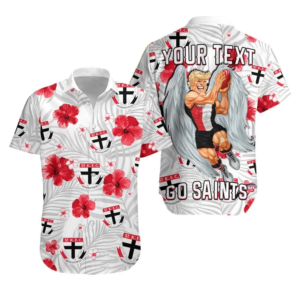 (Custom Personalised) Saints Football Hawaiian Shirt St Kilda Premiers Tropical Flowers Impressive Lt13_0