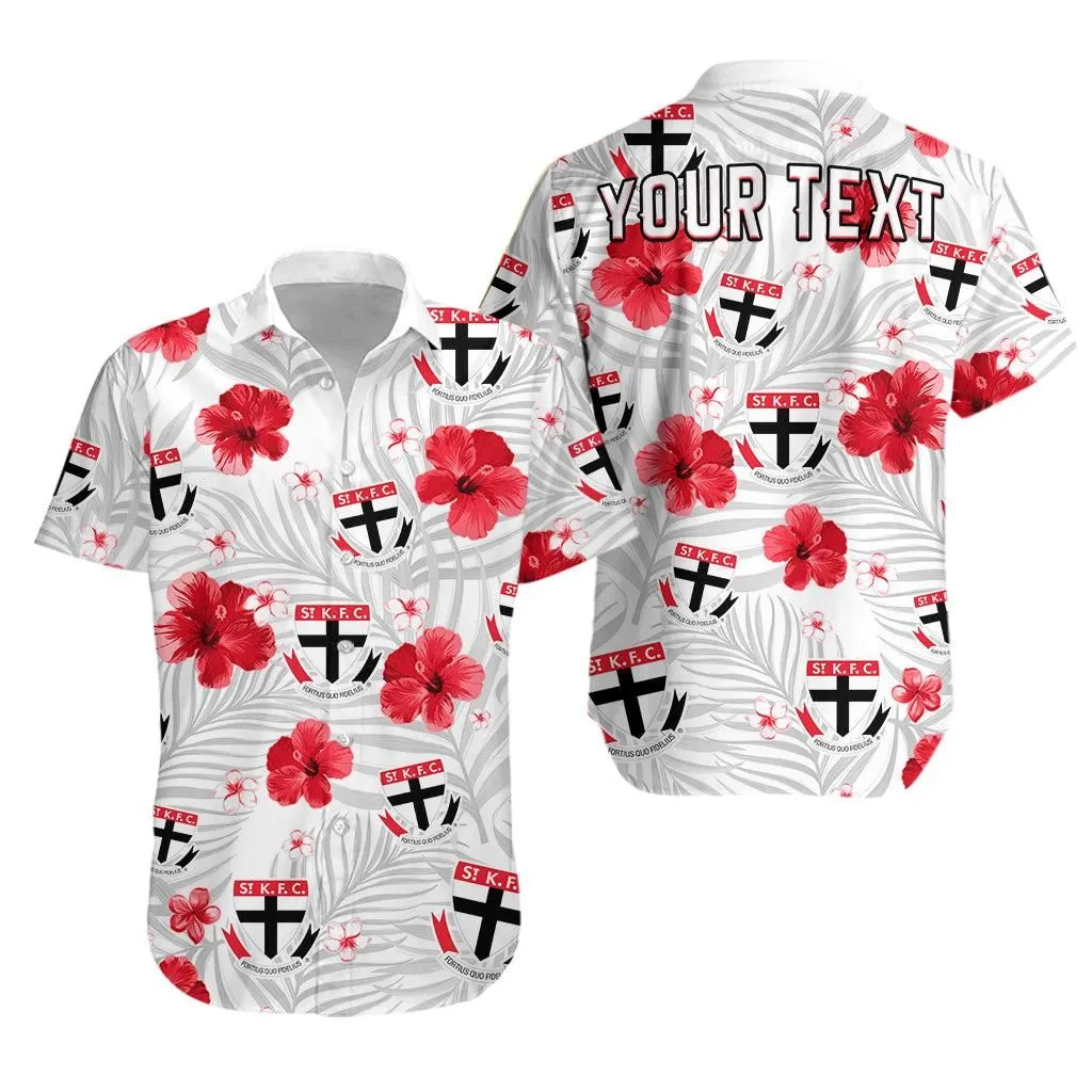 (Custom Personalised) Saints Football Hawaiian Shirt St Kilda Premiers Tropical Flowers Simple Lt13_0