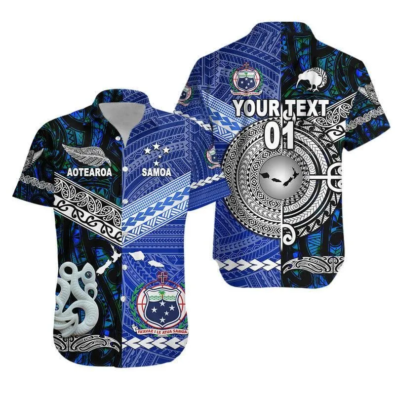 (Custom Personalised) Samoa And New Zealand Hawaiian Shirt Together   Blue Lt8_0