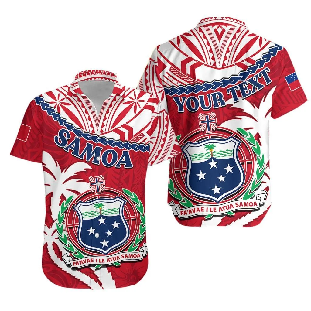 (Custom Personalised) Samoa Hawaiian Shirt Samoan Coat Of Arms With Coconut Red Style Lt14_0