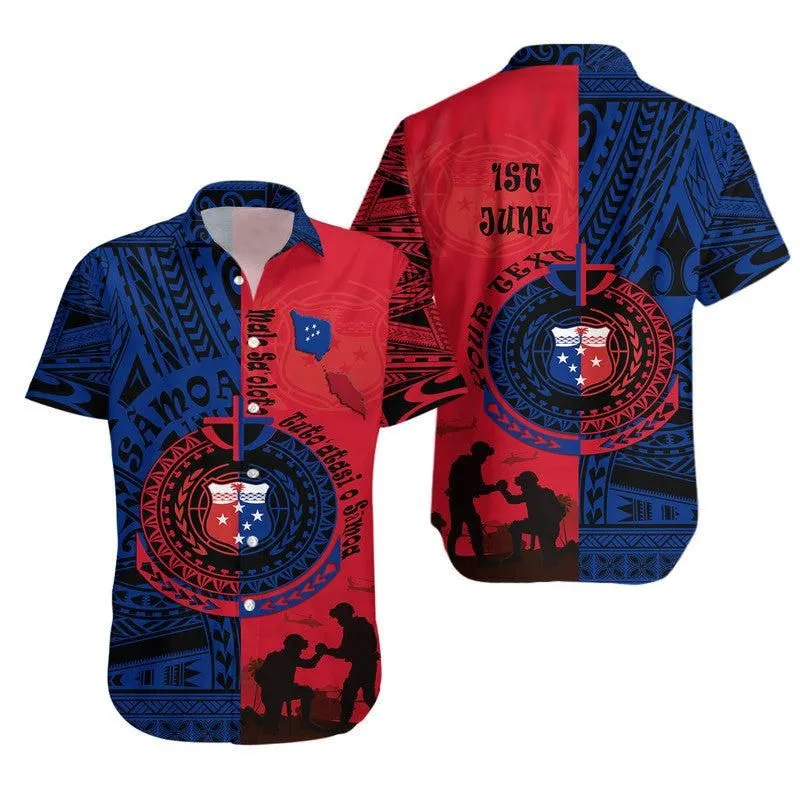 (Custom Personalised) Samoa Independence Day Hawaiian Shirt Military Polynesian Pattern Lt9_0