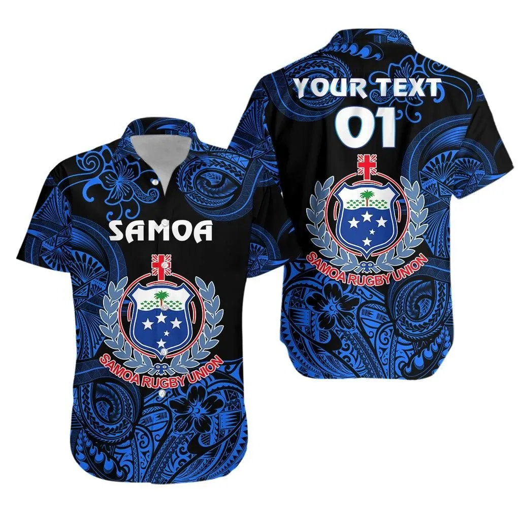 (Custom Personalised) Samoa Manu Hawaiian Shirt Rugby Unique Style   Black Lt8_1