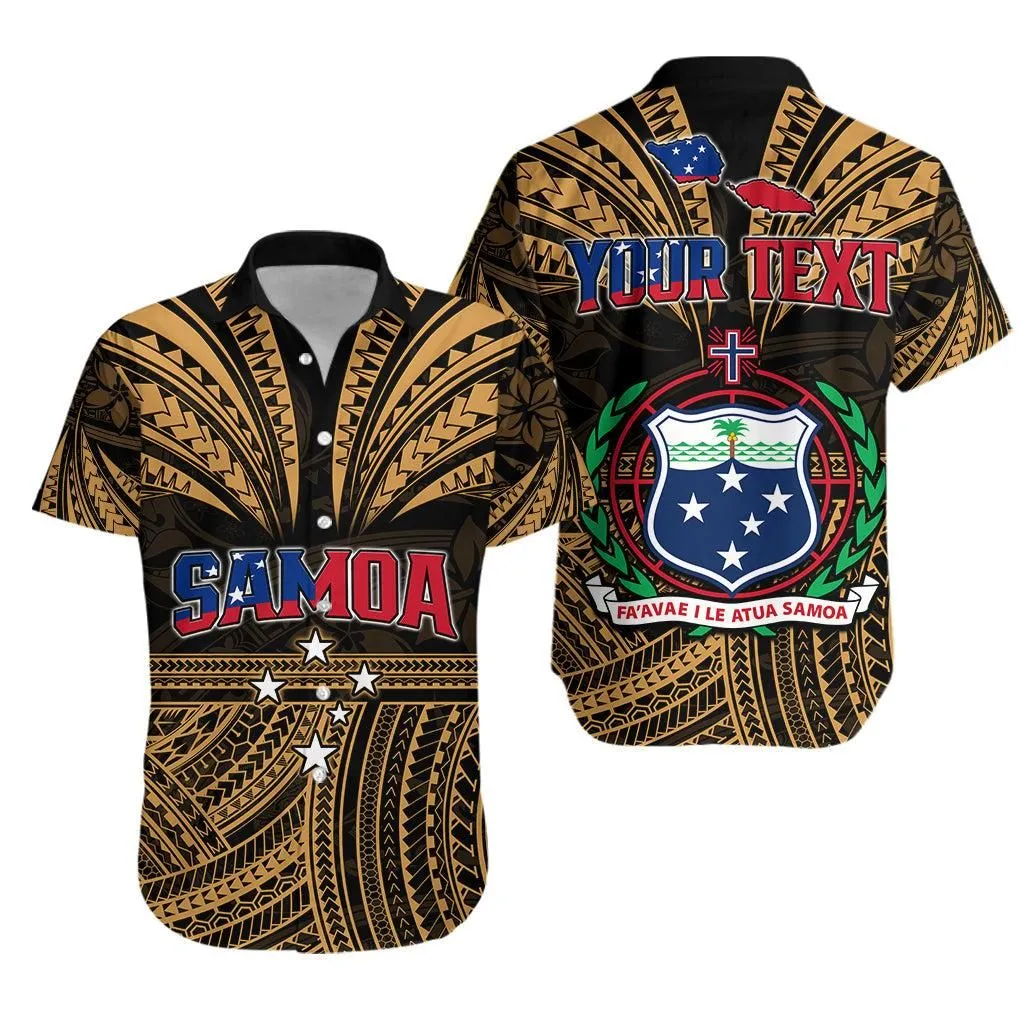 (Custom Personalised) Samoa Tatau Hawaiian Shirt Gold Polynesian Proud Samoan Lt13_0