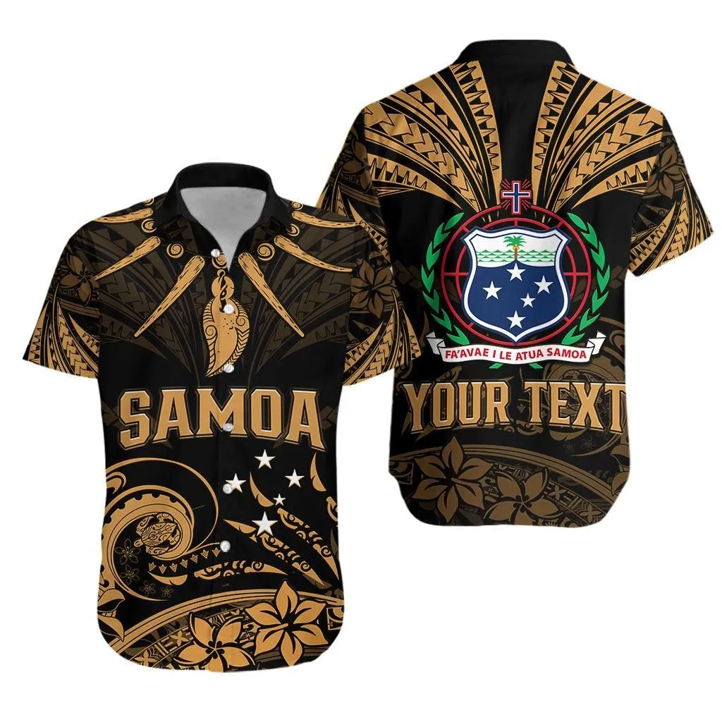 (Custom Personalised) Samoa Tatau Hawaiian Shirt Gold Polynesian Ula Nifo Lt13_0