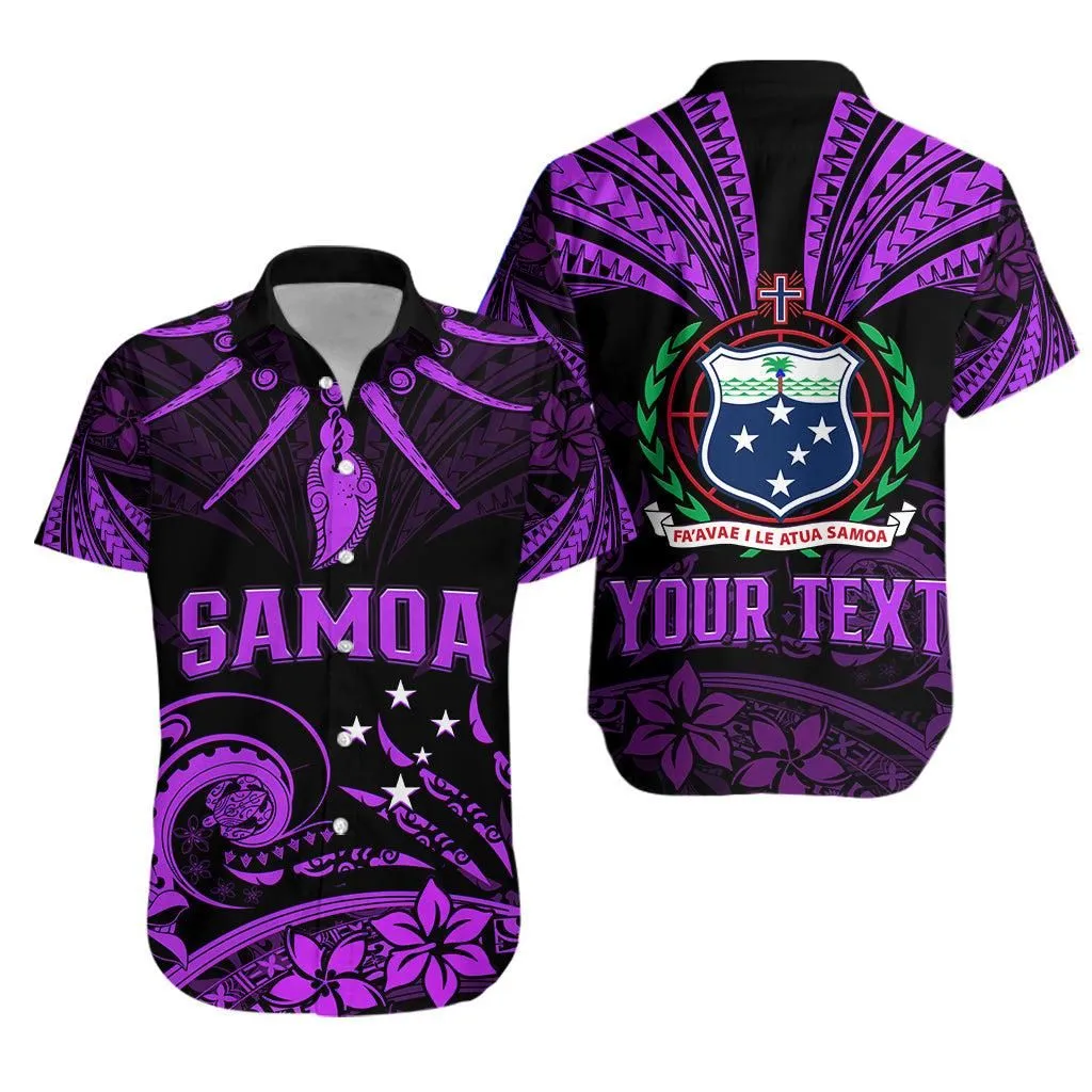 (Custom Personalised) Samoa Tatau Hawaiian Shirt Purple Polynesian Ula Nifo Lt13_0