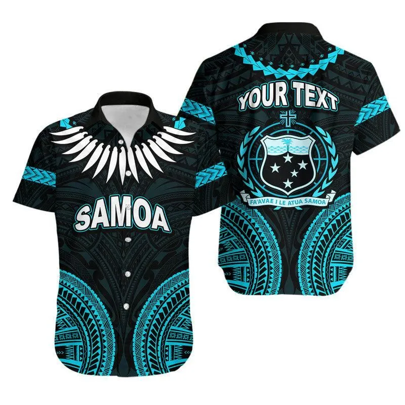 Custom Personalised Samoa Ula Nifo Tribal Hawaiian Shirt Blue Style Lt6_0