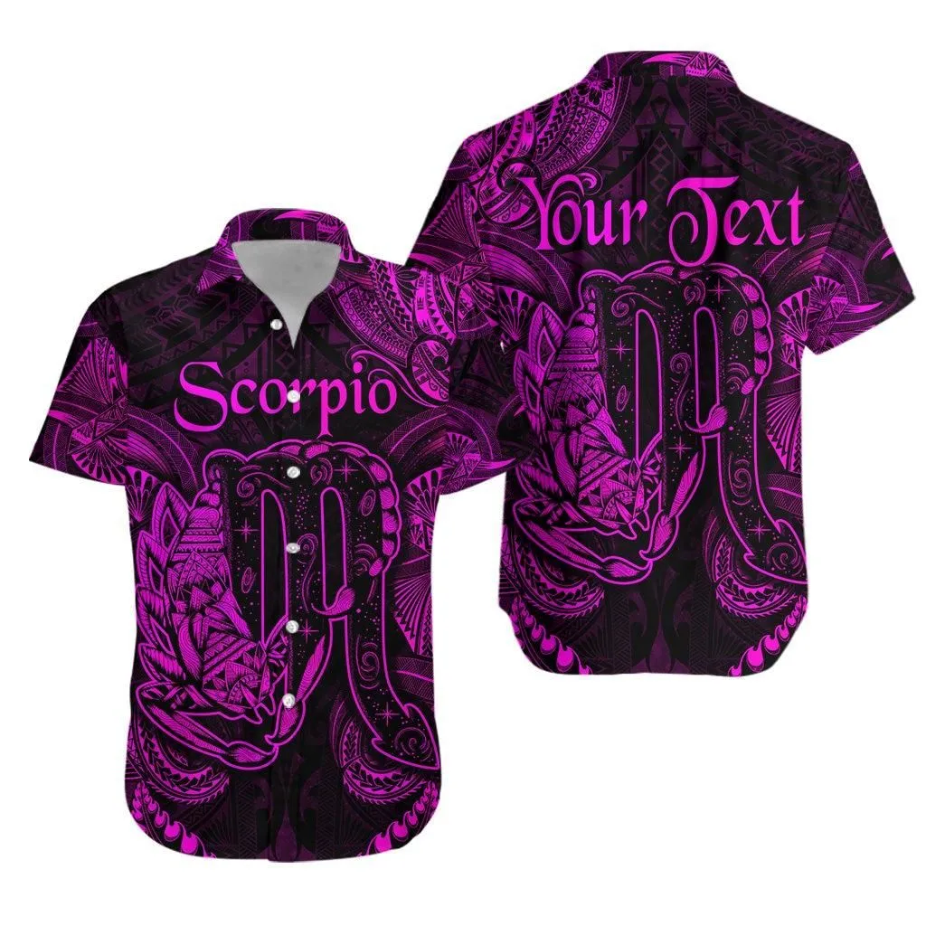 (Custom Personalised) Scorpio Zodiac Polynesian Hawaiian Shirt Unique Style   Pink Lt8_1