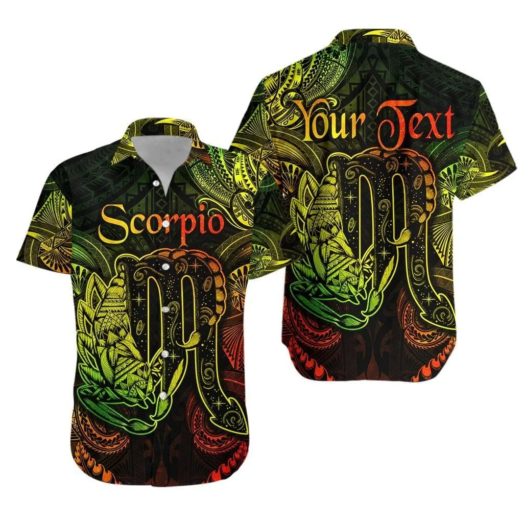 (Custom Personalised) Scorpio Zodiac Polynesian Hawaiian Shirt Unique Style   Reggae Lt8_1