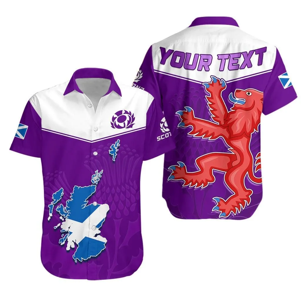 (Custom Personalised) Scottish Rugby Hawaiian Shirt Map Of Scotland Thistle Purple Version Lt14_0