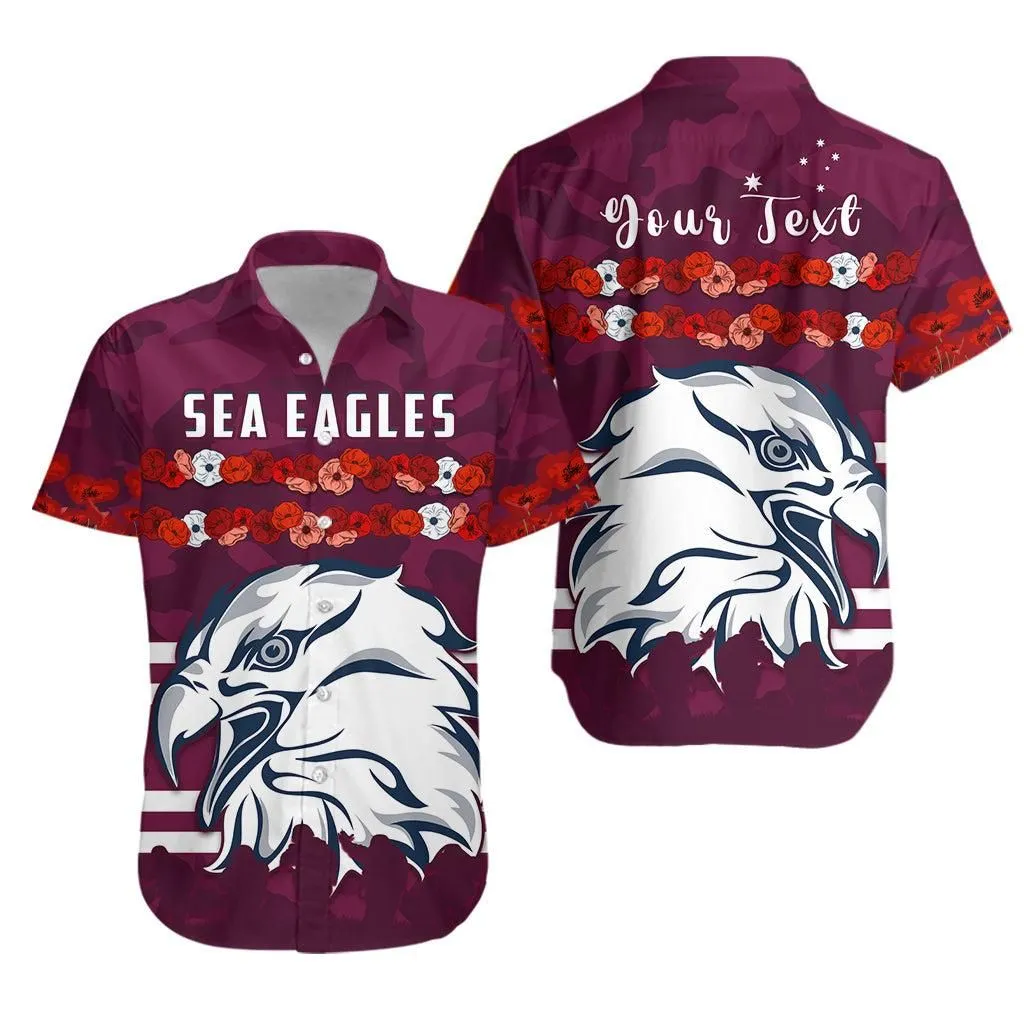 (Custom Personalised) Sea Eagles Anzac Day Hawaiian Shirt Poppy Lest We Forget Lt13_0