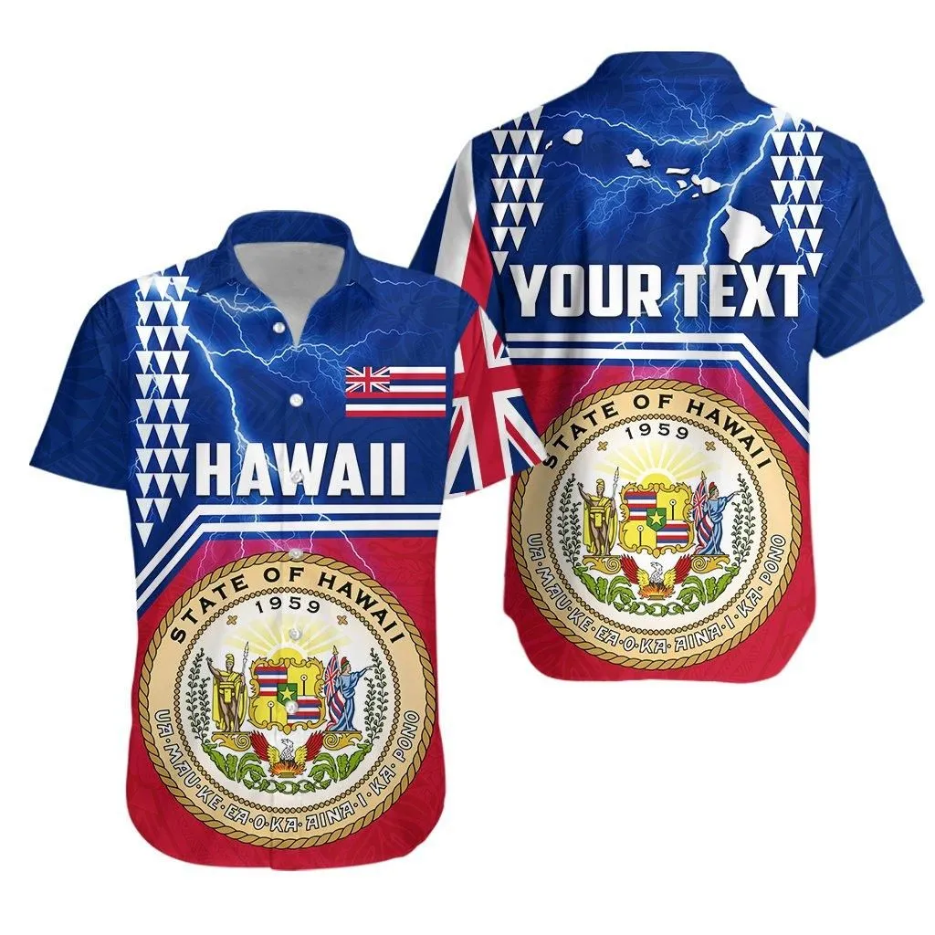 (Custom Personalised) Seal Of Hawaii Hawaiian Shirt Kakau Polynesian   Thunder Style Lt4_0