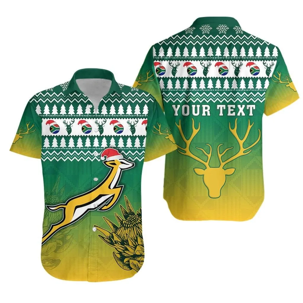 (Custom Personalised) South Africa Rugby Christmas Hawaiian Shirt Proud Springboks Lt13_0