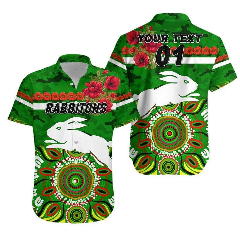 (Custom Personalised) South Sydney Rabbitohs Anzac 2022 Hawaiian Shirt Indigenous Vibes   Green Lt8_1