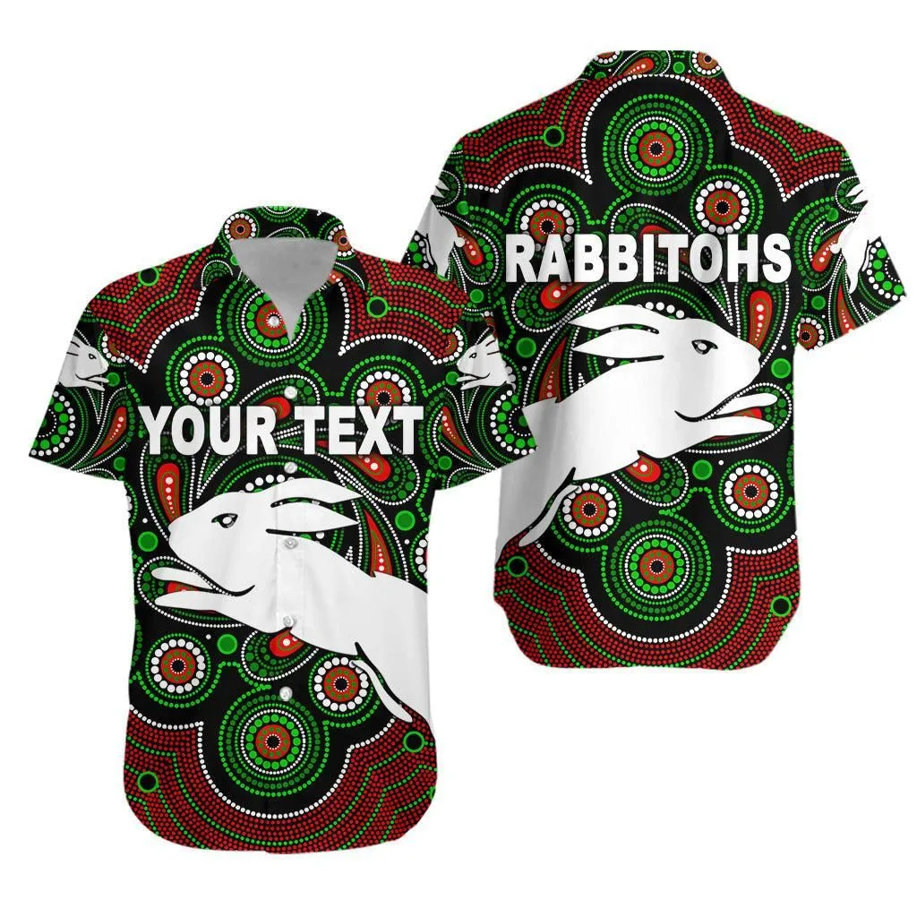 (Custom Personalised) South Sydney Rabbitohs Hawaiian Shirt 2021 Indigenous Vibes   Black Lt8_1