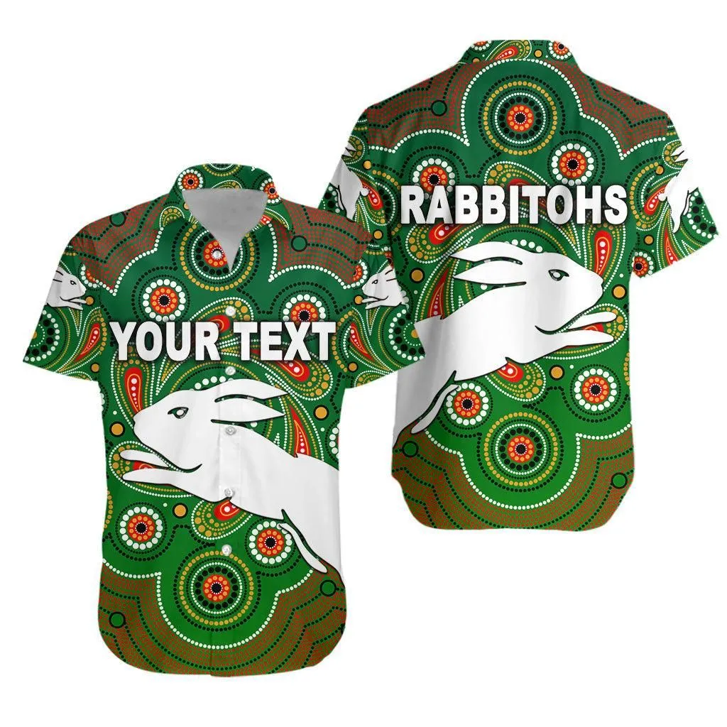 (Custom Personalised) South Sydney Rabbitohs Hawaiian Shirt 2021 Indigenous Vibes   Green Lt8_1