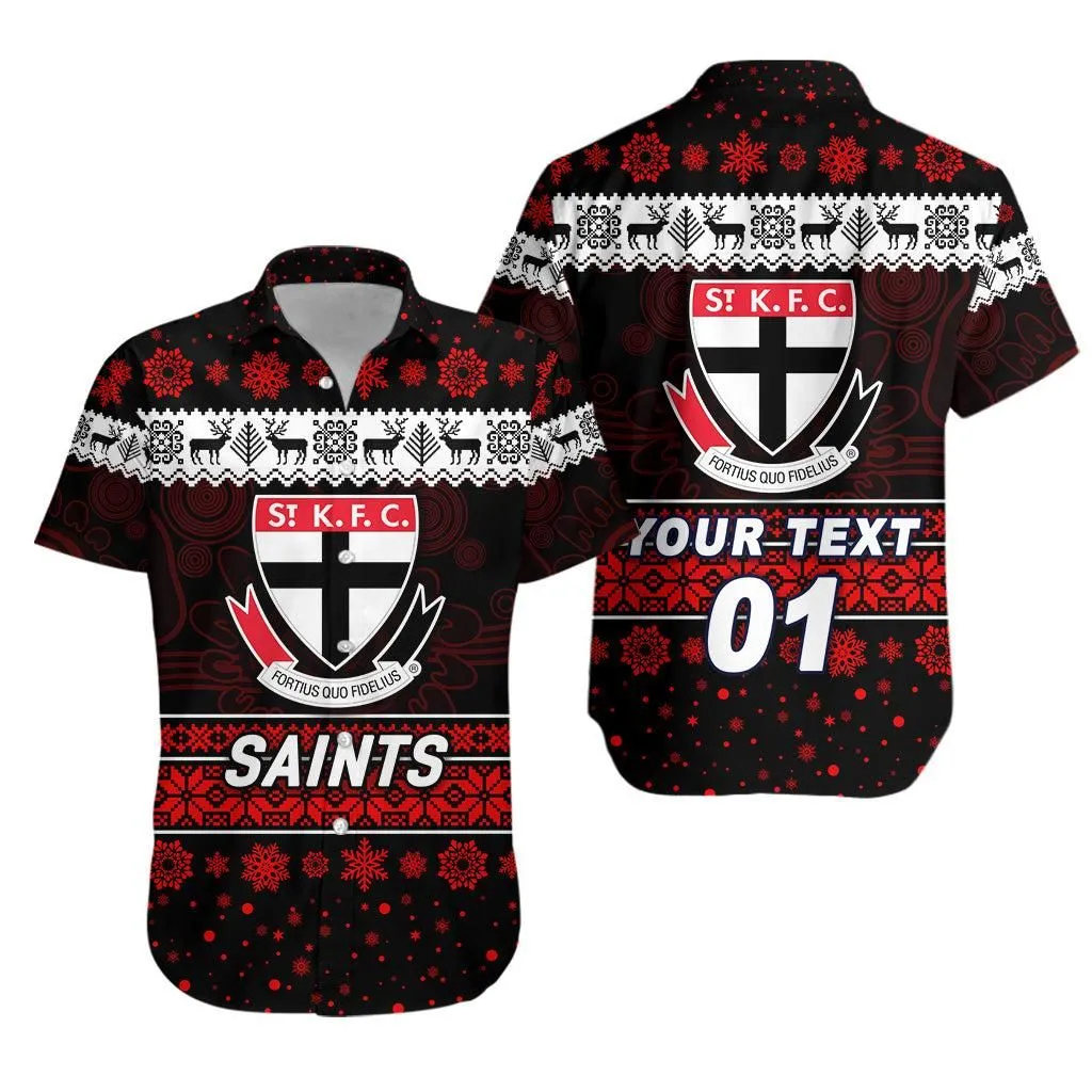 (Custom Personalised) St Kilda Saints Hawaiian Shirt Christmas Simple Style Lt8_1