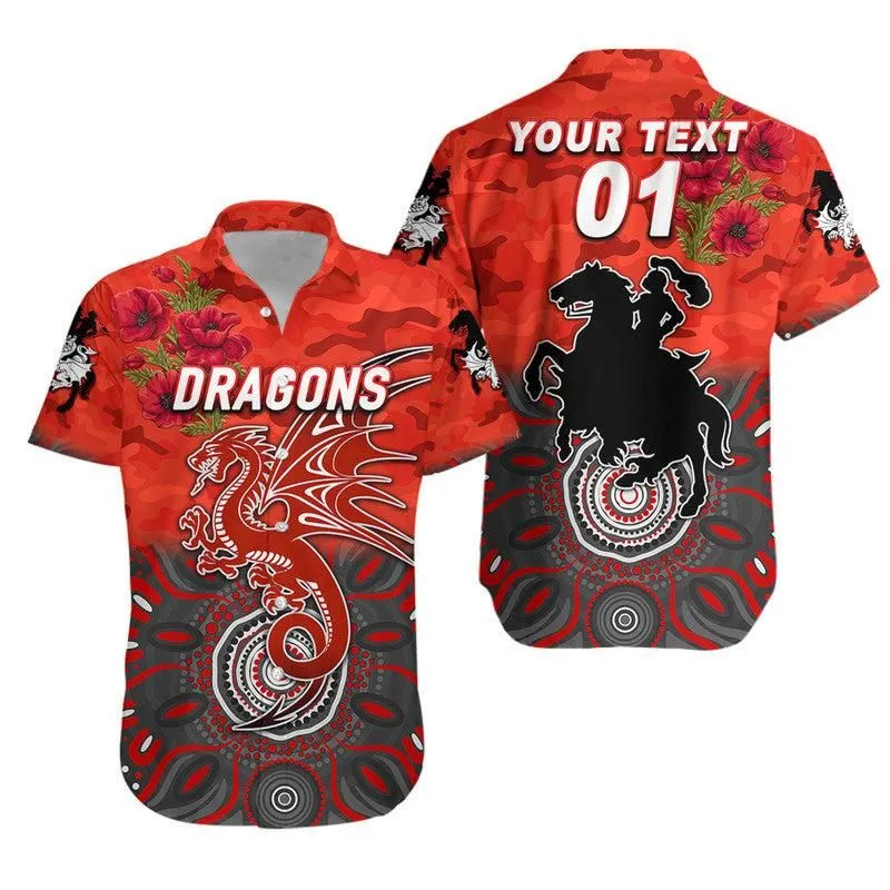 (Custom Personalised) St George Illawarra Dragons Anzac 2022 Hawaiian Shirt Indigenous Vibes   Red Lt8_1