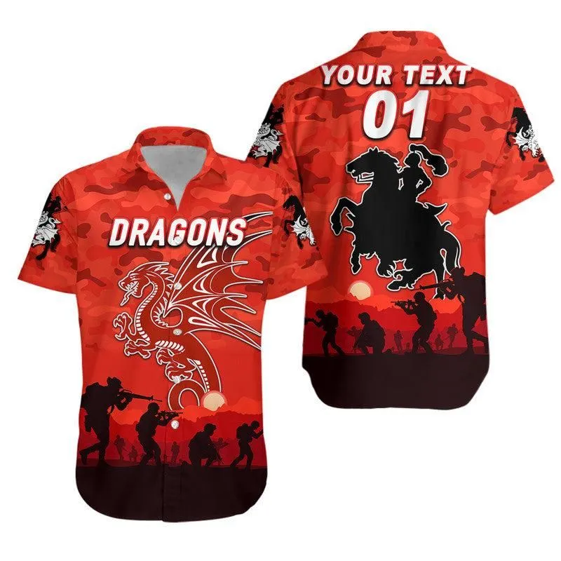 (Custom Personalised) St George Illawarra Dragons Anzac 2022 Hawaiian Shirt Simple Style   Red Lt8_1