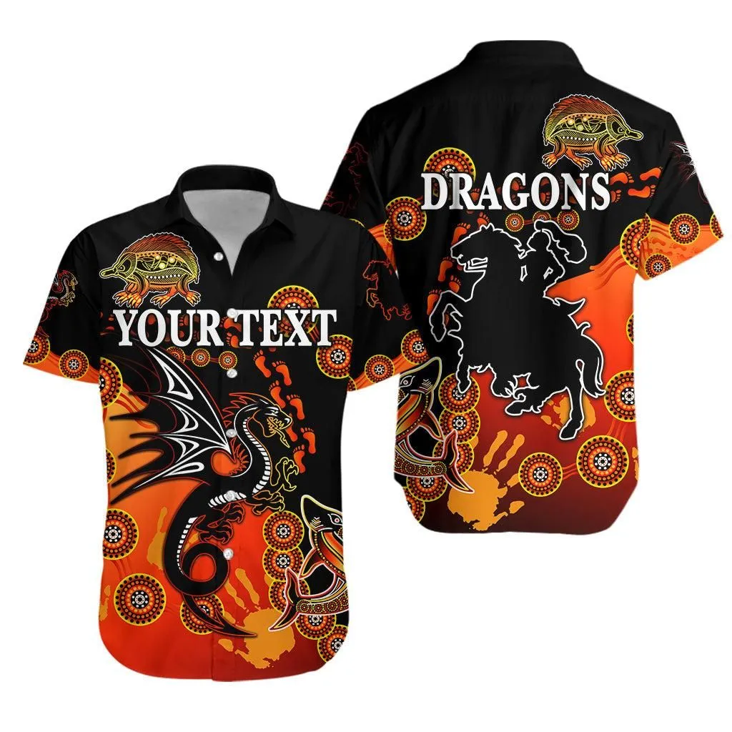 (Custom Personalised) St George Illawarra Dragons Hawaiian Shirt 2021 Simple Indigenous   Red Lt8_1