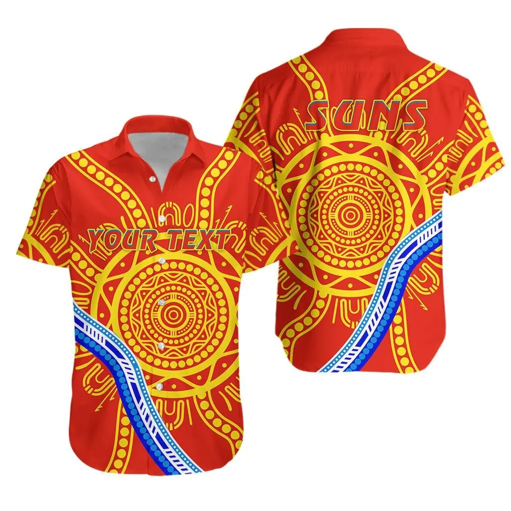(Custom Personalised) Suns Football Hawaiian Shirt Royal Gold Coast Lt13_1