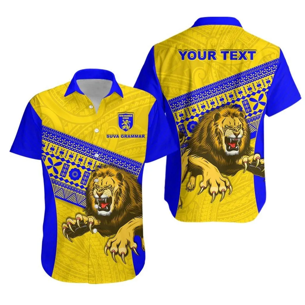 (Custom Personalised) Suva Grammar Fashion Hawaiian Shirt Fiji School Version Lion Blue Lt13_1