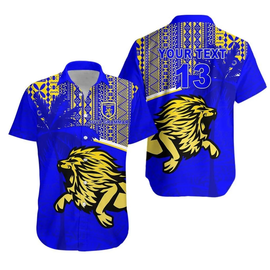 (Custom Personalised) Suva Grammar Fiji School Hawaiian Shirt Spirit Lion   Custom Text And Number Lt13_1