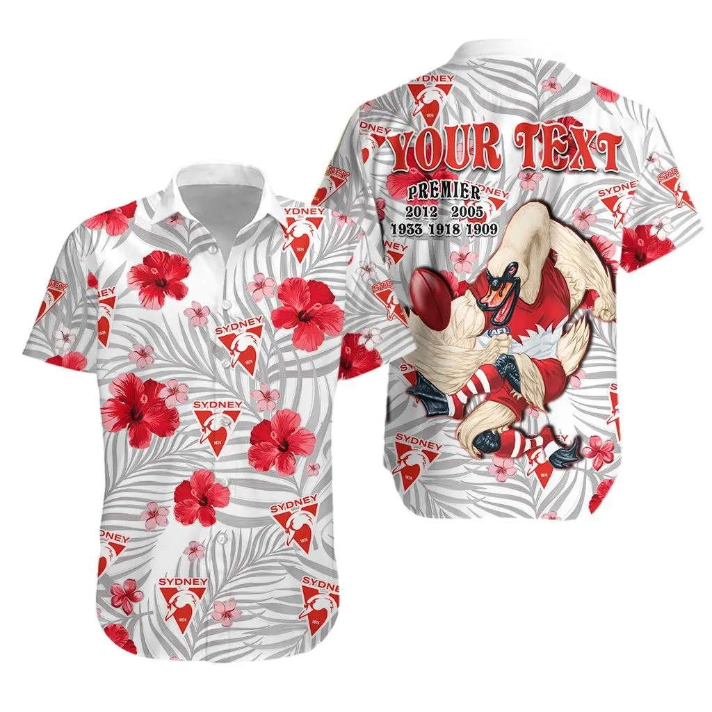 (Custom Personalised) Swans Football Hawaiian Shirt Sydney Premiers Tropical Flowers Impressive Lt13_0