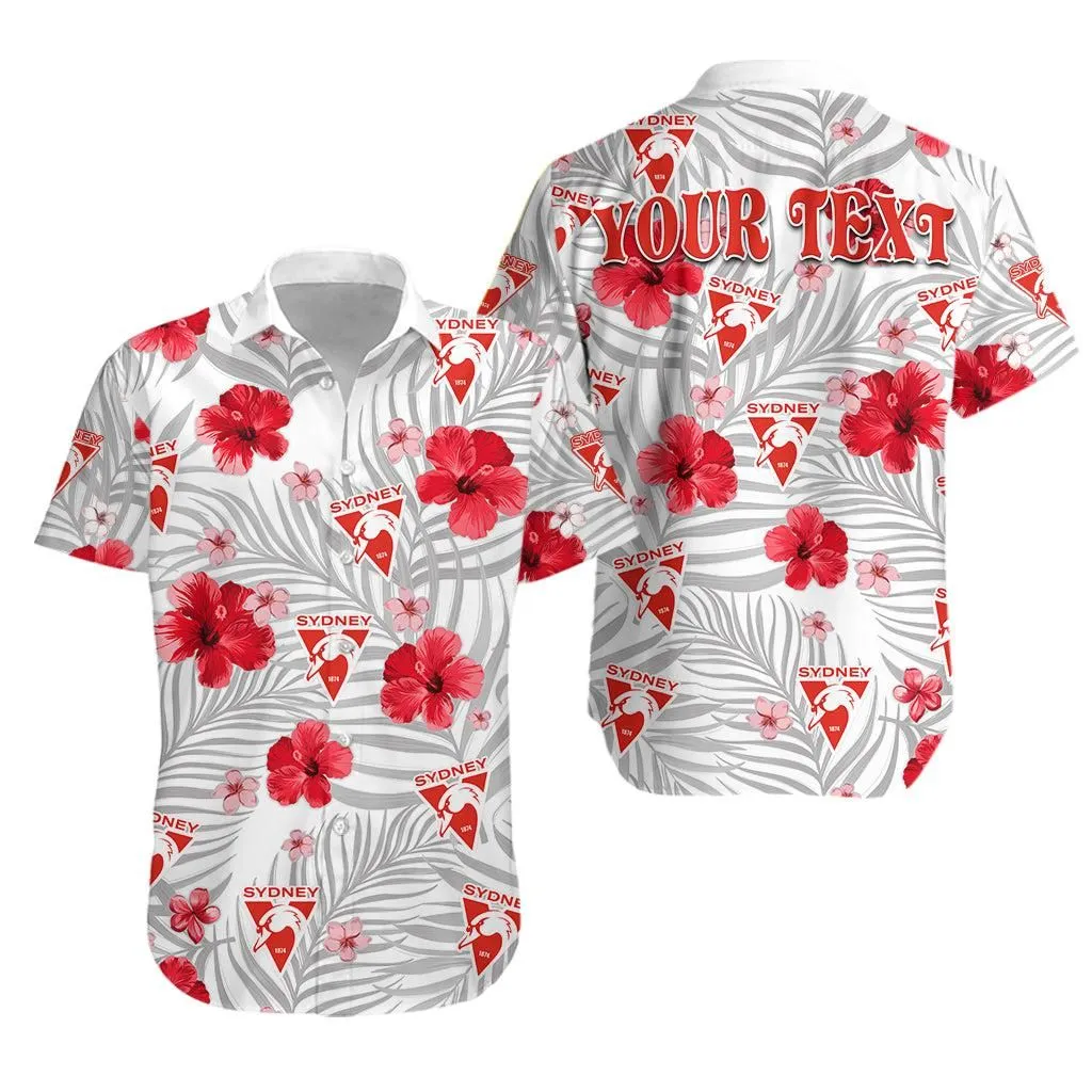 (Custom Personalised) Swans Football Hawaiian Shirt Sydney Premiers Tropical Flowers Simple Lt13_0