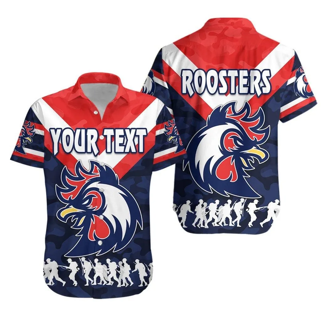 (Custom Personalised) Sydney Hawaiian Shirt Roosters Anzac Style_1