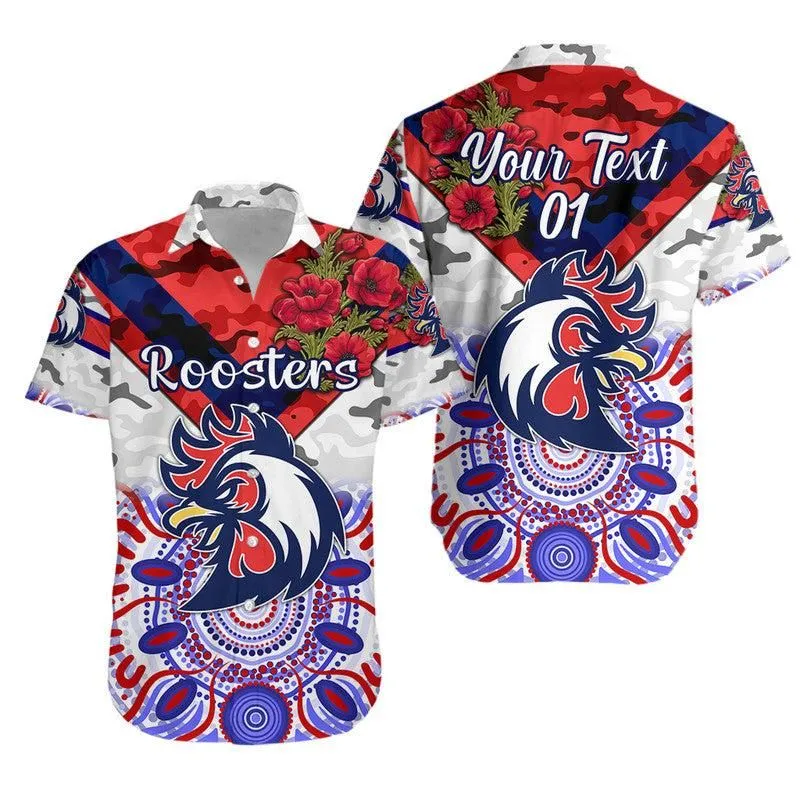 (Custom Personalised) Sydney Roosters Anzac 2022 Hawaiian Shirt Indigenous Vibes   White Lt8_1